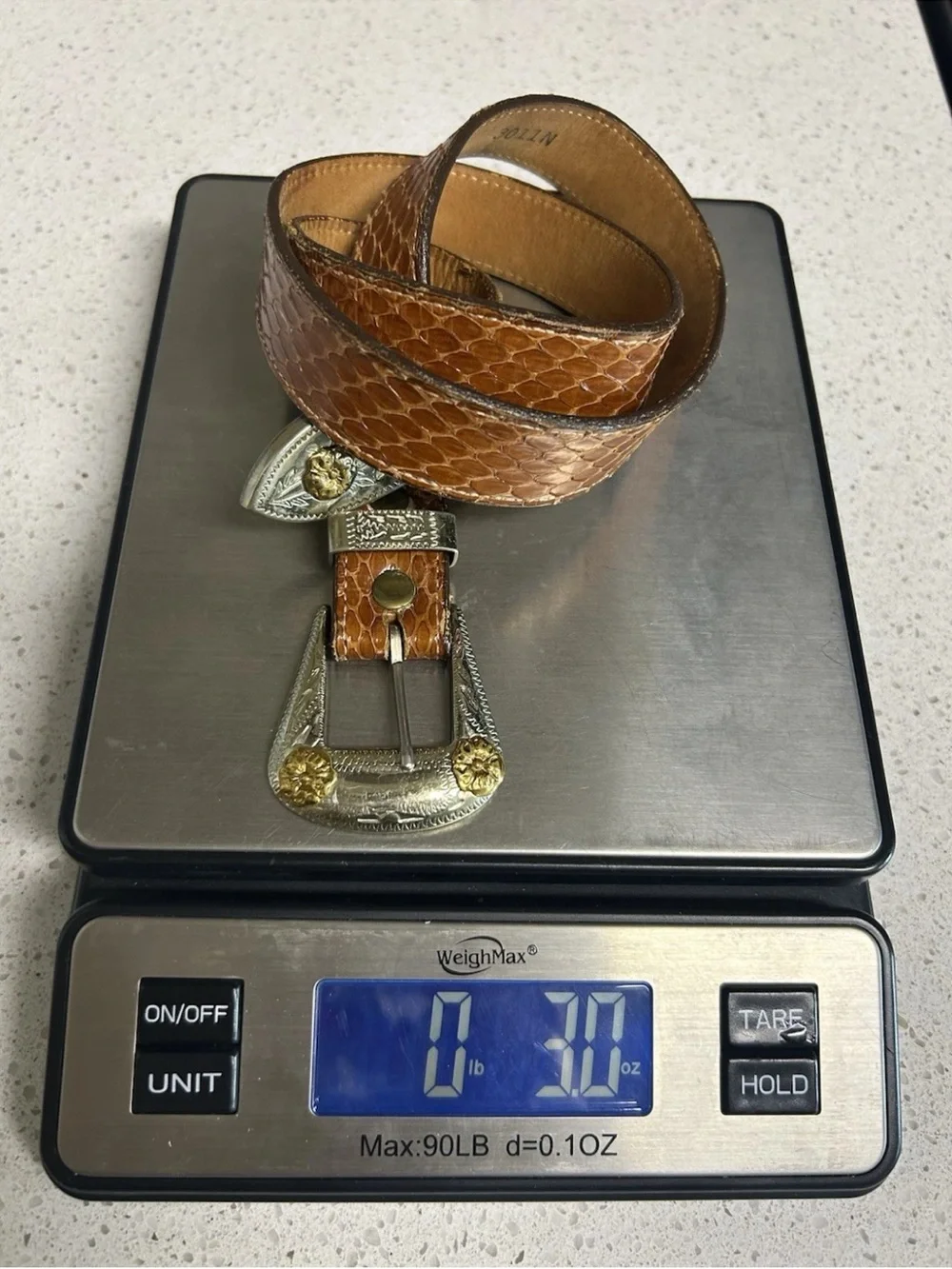 Vintage This Wicked West Genuine Snakeskin Belt German Silver Buckle Vail 34